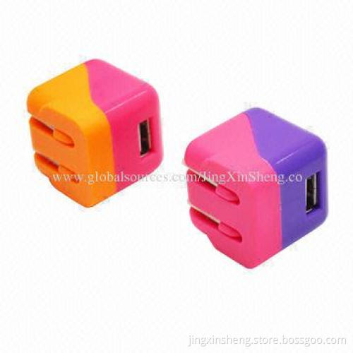Folded US Plug Travel Adapters with 5V/1A Output, Made of ABS